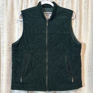 90s Vintage Glacier Gear Outdoor Green Quilted Cotton Corduroy Vest Men's Medium